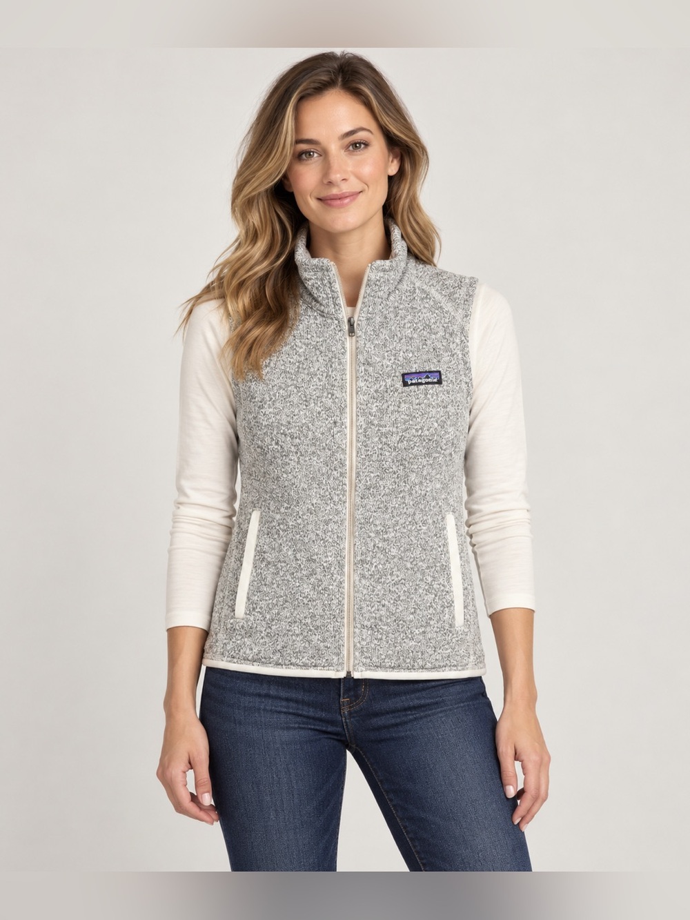 Patagonia Better Sweater Vest Women’s Small Tan Gray Marled Full Zip Fleece